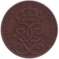 Монета 5 эре. 1935 год, Швеция. Монета 5 эре. 1935 год, Швеция.