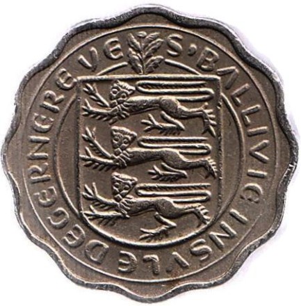 Монета 3 пенса. 1959 год, Гернси. Корова. Монета 3 пенса. 1959 год, Гернси. Корова.