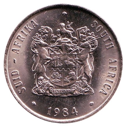 Монета 1 ранд. 1984 год, ЮАР. UNC. Газель. Монета 1 ранд. 1984 год, ЮАР. UNC. Газель.