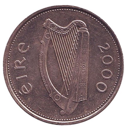 Монета 1 фунт. 2000 год, Ирландия. Олень.