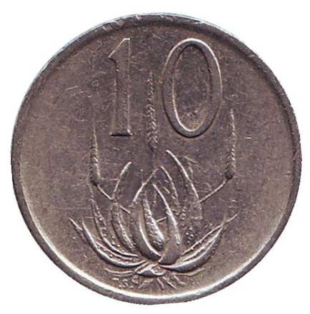 Монета 10 центов. 1983 год, Южная Африка. Из обращения. Алоэ.