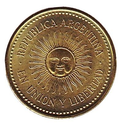 Монета 5 сентаво. 2011 год, Аргентина. Монета 5 сентаво. 2011 год, Аргентина.