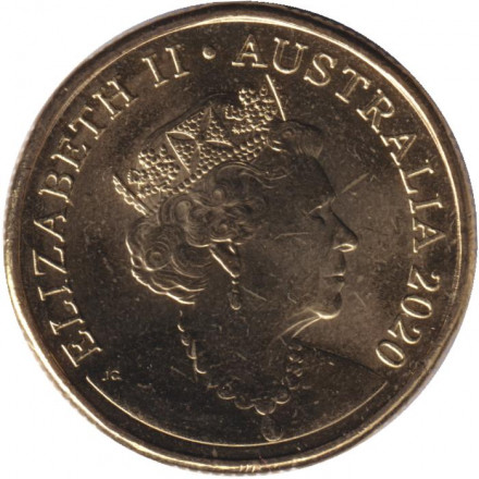 Монета 1 доллар. 2020 год, Австралия. 100 лет Авиакомпании "Qantas Airways".