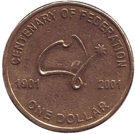 Монета 1 доллар. 2001 год, Австралия. Столетие Федерации.