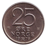 Монета 25 эре. 1978 год, Норвегия. Монета 25 эре. 1978 год, Норвегия.