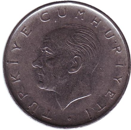 Монета 1 лира. 1967 год, Турция. Новый тип. (вес - 7 гр.)