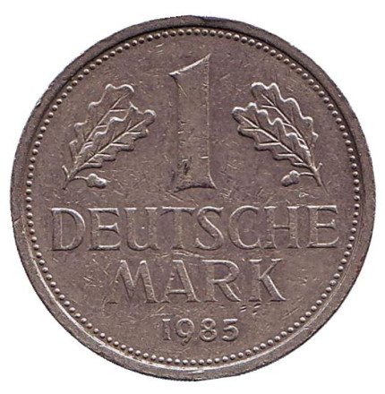 Монета 1 марка. 1985 год (G), ФРГ.