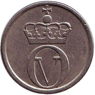 Монета 10 эре. 1964 год, Норвегия. Пчела. 