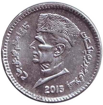 Монета 1 рупия. 2013 год, Пакистан. Мавзолей.