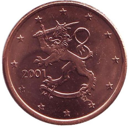 Монета 5 центов. 2001 год, Финляндия.