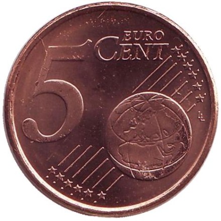 Монета 5 центов. 2001 год, Финляндия. Монета 5 центов. 2001 год, Финляндия.