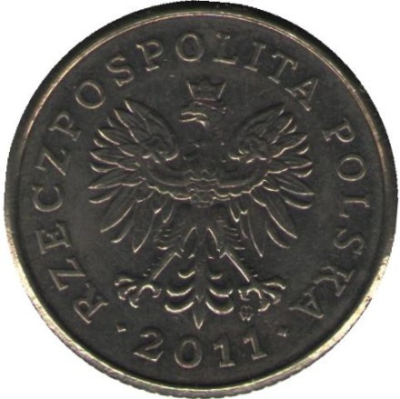 Монета 50 грошей. 2011 год, Польша. Монета 50 грошей. 2011 год, Польша.