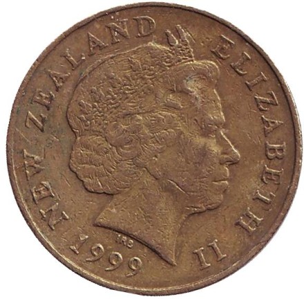 Монета 2 доллара. 1999 год, Новая Зеландия. Белая цапля. Монета 2 доллара. 1999 год, Новая Зеландия. Белая цапля.