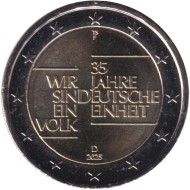 Монета 2 евро. 2025 год (F), Германия. 35 лет объединению Германии. Монета 2 евро. 2025 год (F), Германия. 35 лет объединению Германии.