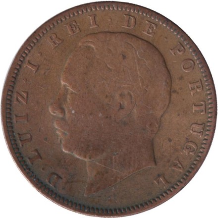 Монета 10 рейсов. 1882 год, Португалия. Монета 10 рейсов. 1882 год, Португалия.