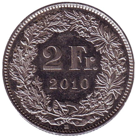 Монета 2 франка. 2010 год, Швейцария. Гельвеция.