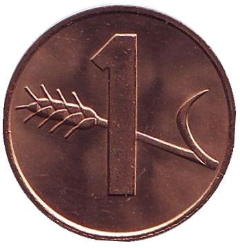 Монета 1 раппен. 1973 год, Швейцария. UNC.