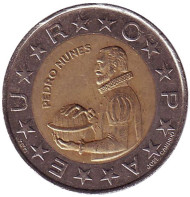 Монета 100 эскудо. 1990 год, Португалия. Педру Нуниш. Монета 100 эскудо. 1990 год, Португалия. Педру Нуниш.
