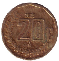 Монета 20 сентаво. 2008 год, Мексика.