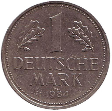 Монета 1 марка. 1984 год (J), ФРГ. Из обращения.