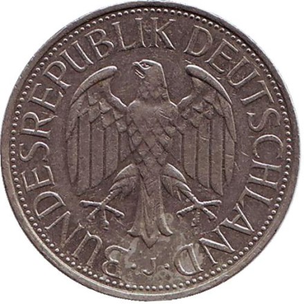 Монета 1 марка. 1984 год (J), ФРГ.