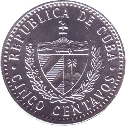 Монета 5 сентаво. 2014 год, Куба. Монета 5 сентаво. 2014 год, Куба.