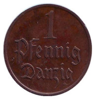 Монета 1 пфенниг. 1930 год, Данциг. Монета 1 пфенниг. 1930 год, Данциг.