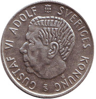 Монета 1 крона. 1952 год, Швеция. Густав VI. Монета 1 крона. 1952 год, Швеция. Густав VI.