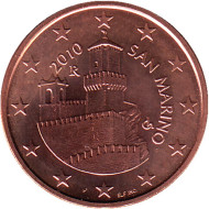 Монета 5 центов. 2010 год, Сан-Марино.