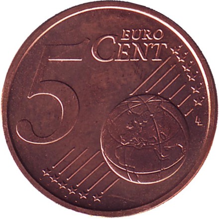 Монета 5 центов. 2010 год, Сан-Марино. Монета 5 центов. 2010 год, Сан-Марино.