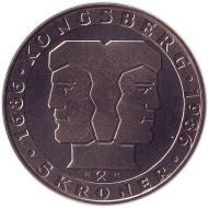 Монета 5 крон, 1986 год, Норвегия. 300 лет монетному двору.  Монета 5 крон, 1986 год, Норвегия. 300 лет монетному двору.