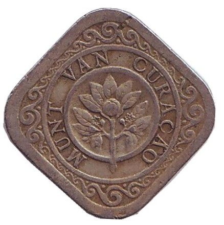 Монета 5 центов. 1948 год, Кюрасао. Монета 5 центов. 1948 год, Кюрасао.