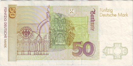 Банкнота 50 марок. 1996 год, ФРГ. Бальтазар Нейман.