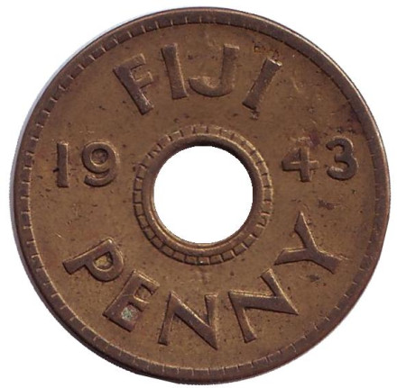 Монета 1 пенни. 1943 год, Фиджи.