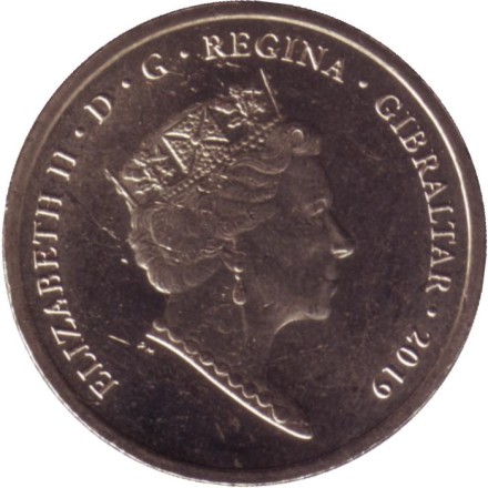 Монета 1 фунт. 2019 год, Гибралтар. Большой теннис. Островные игры.