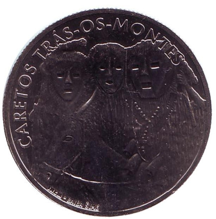 Монета 2,5 евро. 2017 год, Португалия. Маска из Траз-уш-Монтиш. Португальская этнография.