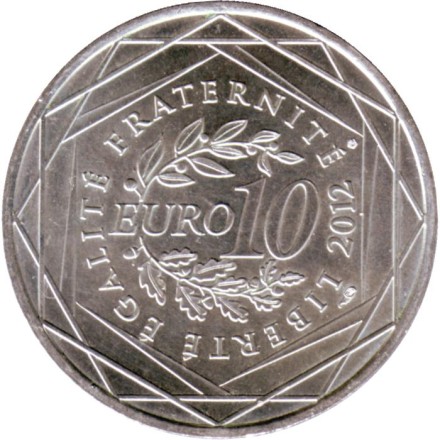 Монета 10 евро. 2012 год, Франция. Пуату-Шаранта. Регионы Франции.