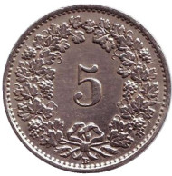 Монета 5 раппенов. 1926 год, Швейцария. Монета 5 раппенов. 1926 год, Швейцария.