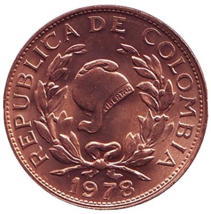 Монета 5 сентаво. 1978 год, Колумбия. UNC. Монета 5 сентаво. 1978 год, Колумбия. UNC.