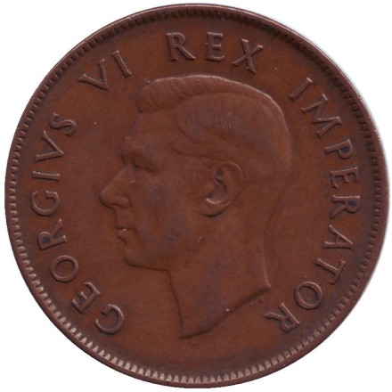 Монета 1 пенни. 1939 год, Южная Африка. Корабль "Дромедарис".