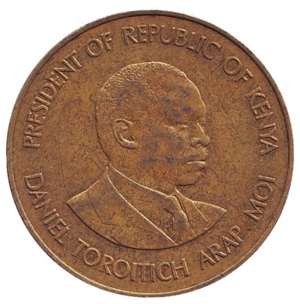 Монета 10 центов. 1987 год, Кения.