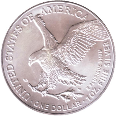 Монета 1 доллар, 2021 год, США. Шагающая свобода. Орел с дубовой веткой.