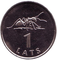 Монета 1 лат, 2003 год, Латвия. Муравей. Монета 1 лат, 2003 год, Латвия. Муравей.