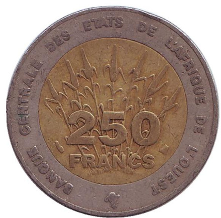 Монета 250 франков. 1996 год, Западная Африка.