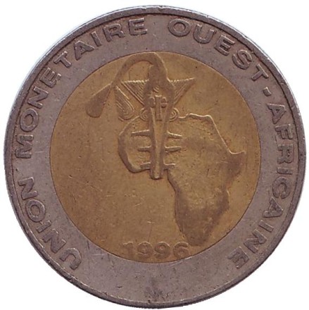 Монета 250 франков. 1996 год, Западная Африка. Монета 250 франков. 1996 год, Западная Африка.
