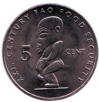 Божок. Монета 5 центов, 2000 год, Острова Кука.