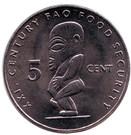 Монета 5 центов, 2000 год, Острова Кука. Божок.
