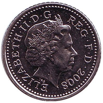 Монета 5 пенсов. 2008 год, Великобритания. Старый тип. Монета 5 пенсов. 2008 год, Великобритания. Старый тип.