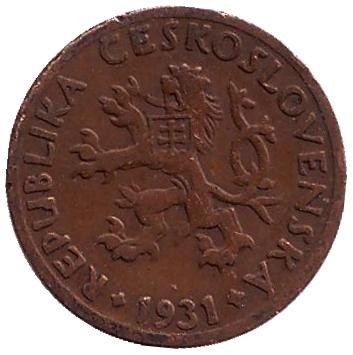 Монета 5 геллеров. 1931 год, Чехословакия.