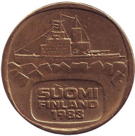 Монета 5 марок, 1983 год, Финляндия. Литера K. Ледокол Урхо. Монета 5 марок, 1983 год, Финляндия. Литера K. Ледокол Урхо.